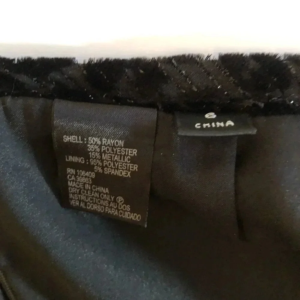 BEAUTIFUL black velvet and sheer metallic‎ cheetah print pencil skirt size 6